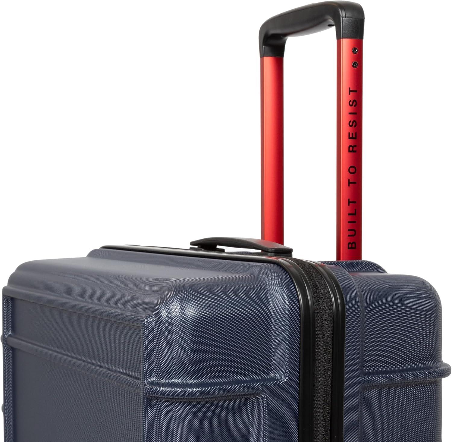 imageEASTPAK ResistR Zip M 63L Hardshell Suitcase with Dual Compartments TSA Lock Silent 360 Spinner Wheels ampamp WaterResistant Design BlackMarine Navy