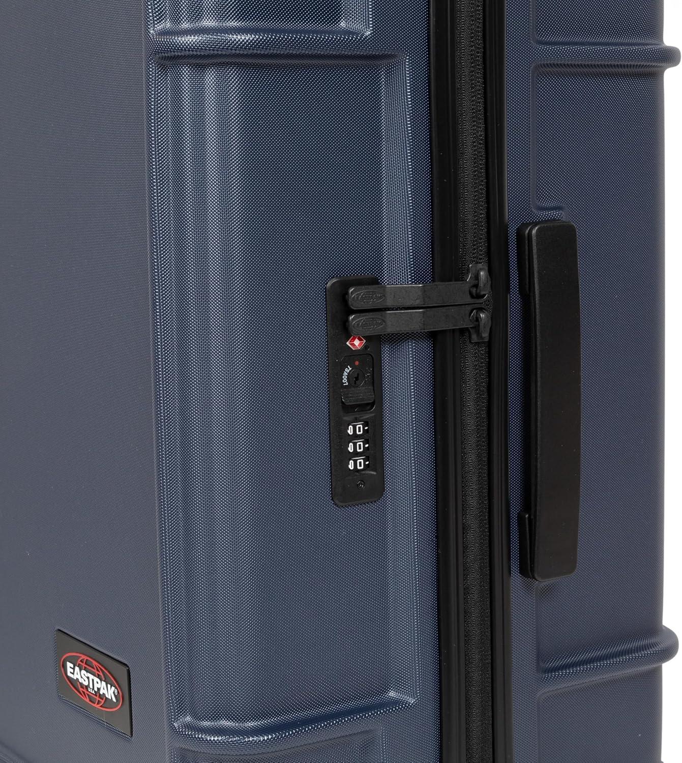 imageEASTPAK ResistR Zip M 63L Hardshell Suitcase with Dual Compartments TSA Lock Silent 360 Spinner Wheels ampamp WaterResistant Design BlackMarine Navy