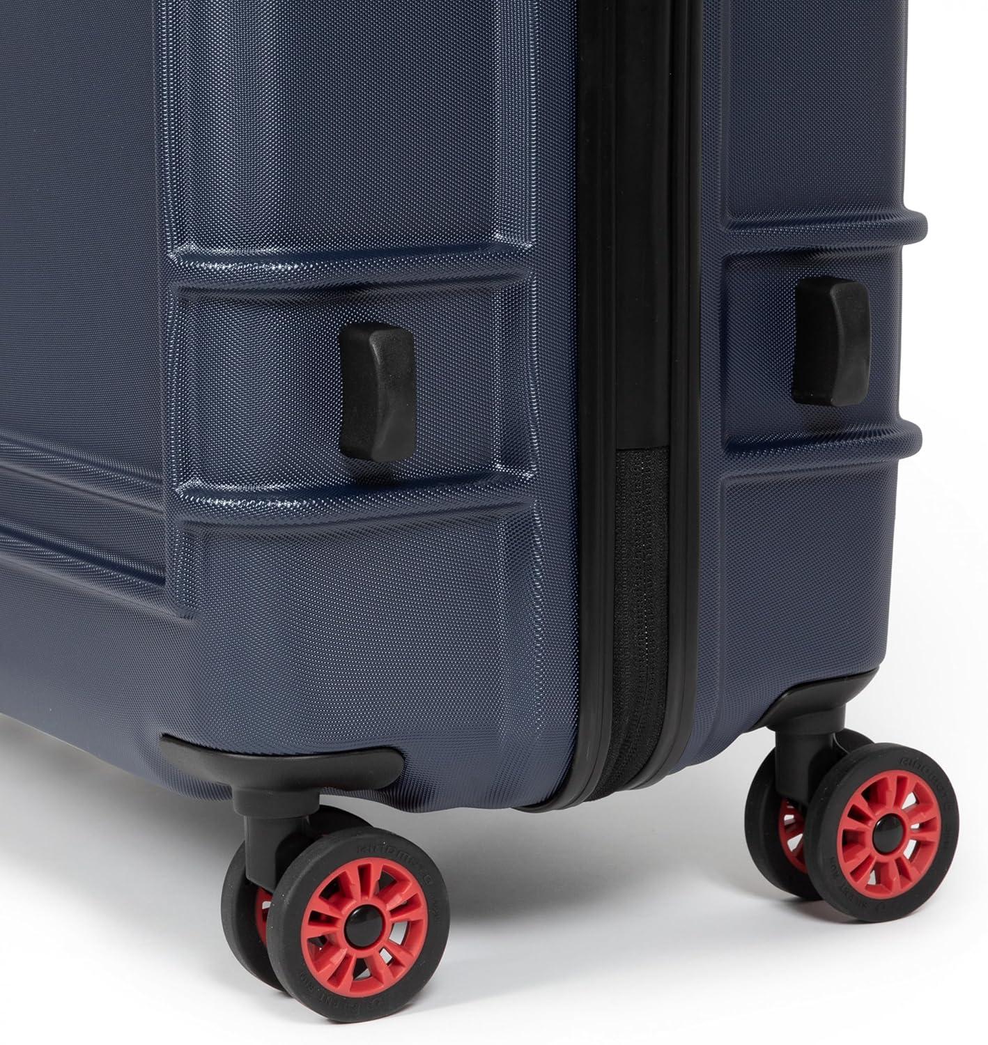 imageEASTPAK ResistR Zip M 63L Hardshell Suitcase with Dual Compartments TSA Lock Silent 360 Spinner Wheels ampamp WaterResistant Design BlackMarine Navy