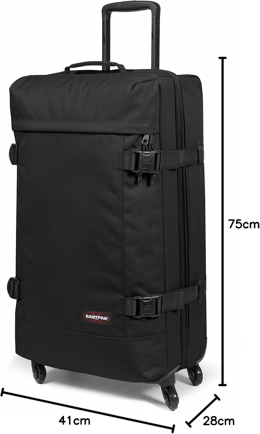 imageEASTPAK Trans4 L 80L Large Wheeled Luggage with Dual Compartments TSA Lock 360 Spinner Wheels and DiamondEmbossed Handle Ultra MarineBlack