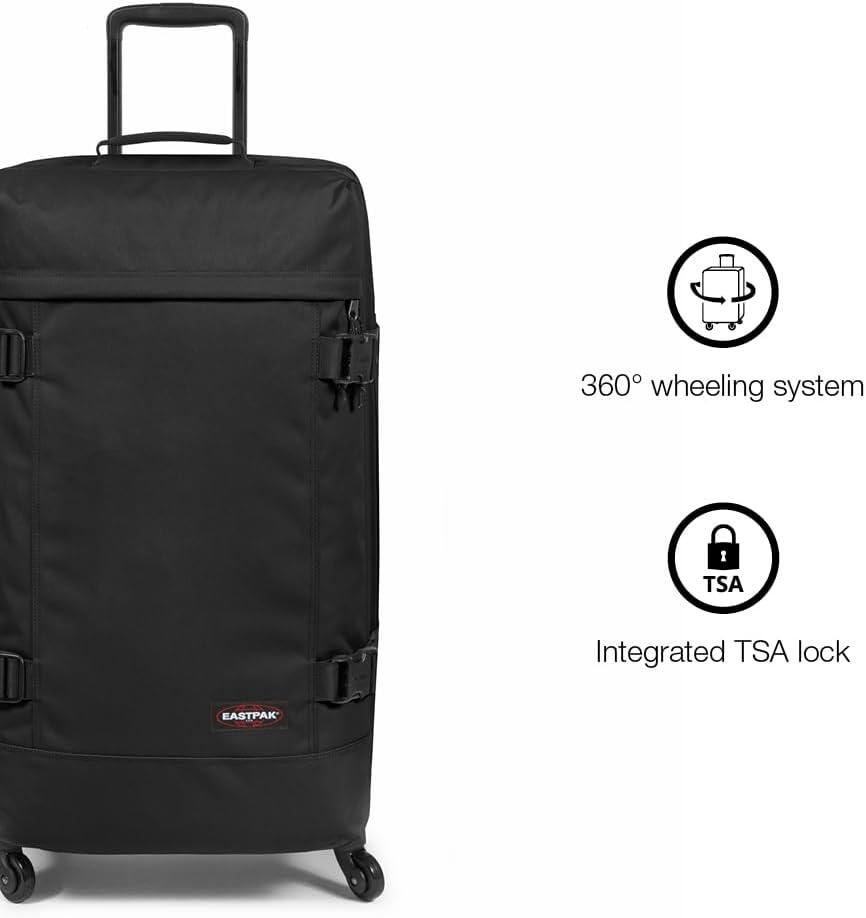 imageEASTPAK Trans4 L 80L Large Wheeled Luggage with Dual Compartments TSA Lock 360 Spinner Wheels and DiamondEmbossed Handle Ultra MarineBlack