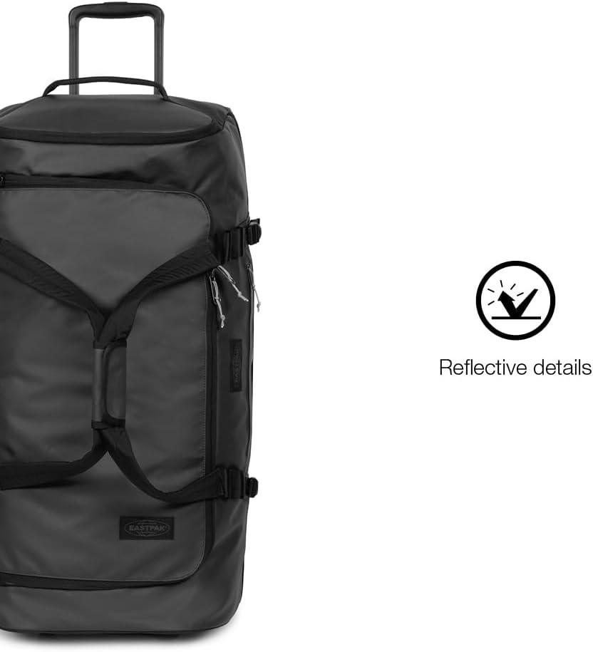 imageEastpak Duffel Pack Wheel L 90L Wheeled Duffel with Telescopic Handle Convertible Backpack Straps Weatherproof Finish ampamp Gear LoopsTarp Black2
