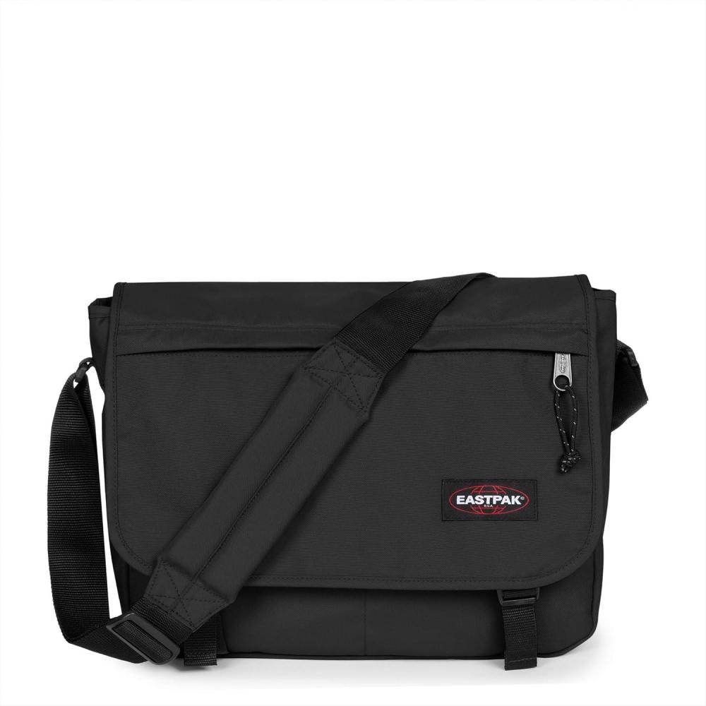 imageEASTPAK Delegate   20L Weatherproof Shoulder Bag with 17quot Laptop Sleeve Trolley Strap Reflective Details Adjustable Padded Strap Tarp BlackBlack