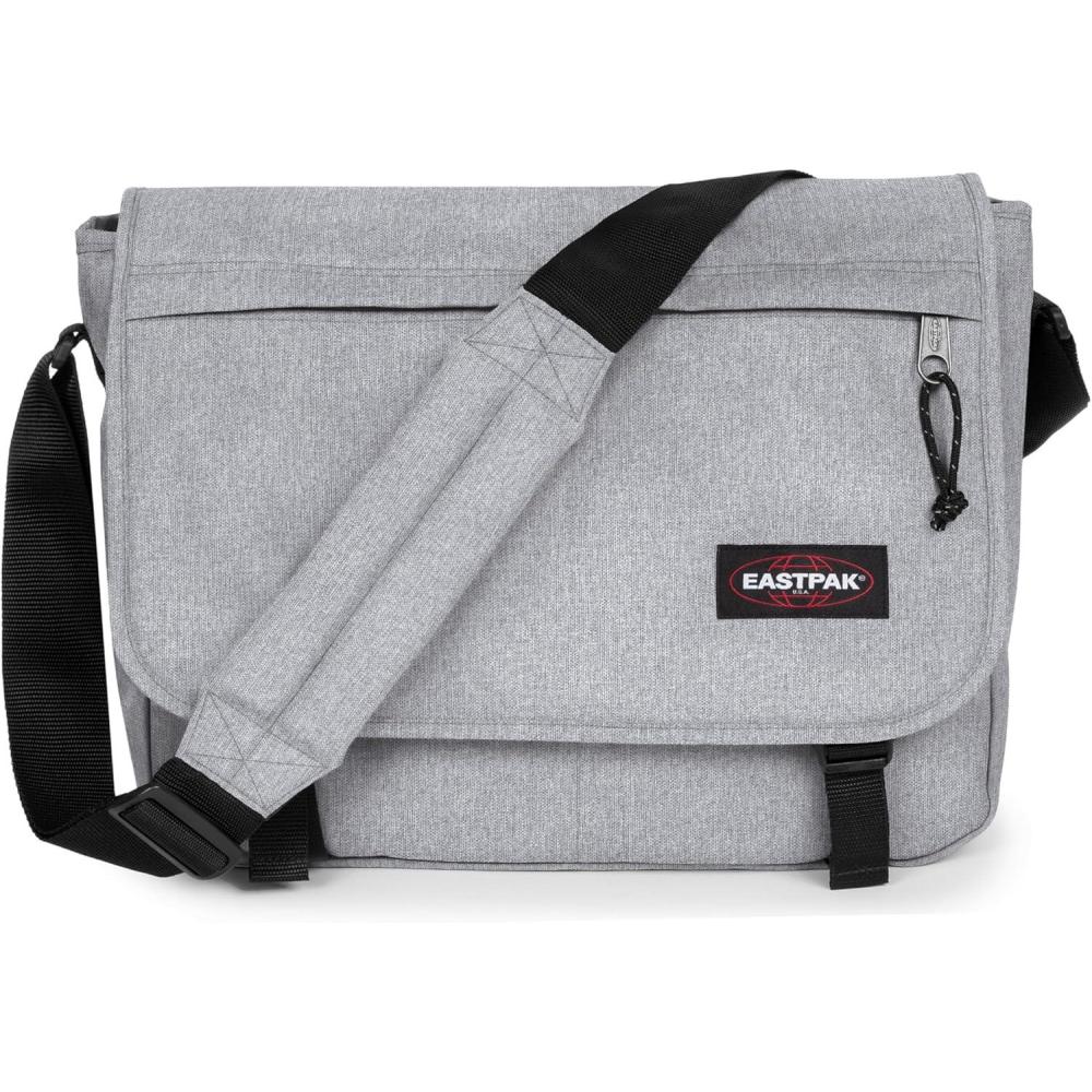 imageEASTPAK Delegate   20L Weatherproof Shoulder Bag with 17quot Laptop Sleeve Trolley Strap Reflective Details Adjustable Padded Strap Tarp BlackSunday Grey