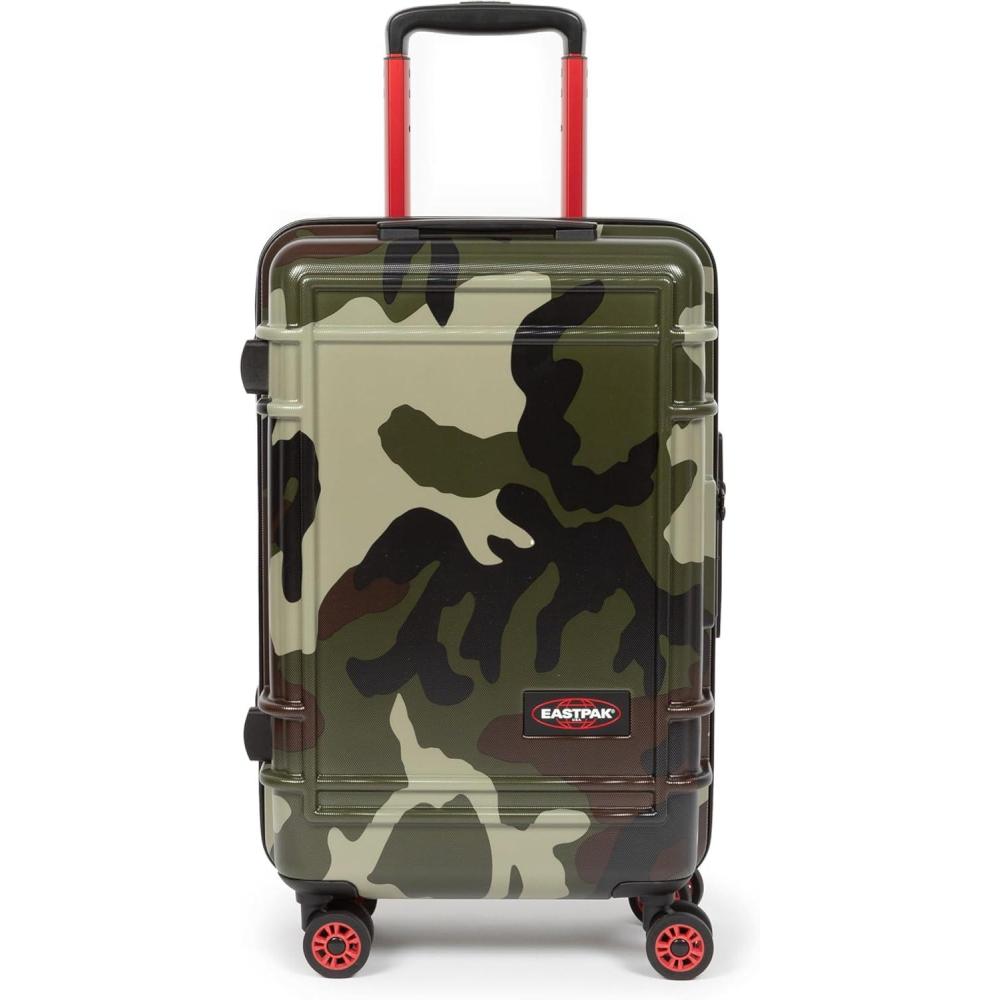 imageEASTPAK ResistR Zip Cabin  28L Hardshell CarryOn with Dual Compartments 360 Spinner Wheels TSA Lock ampamp Telescopic Handle BlackWine Burgundy