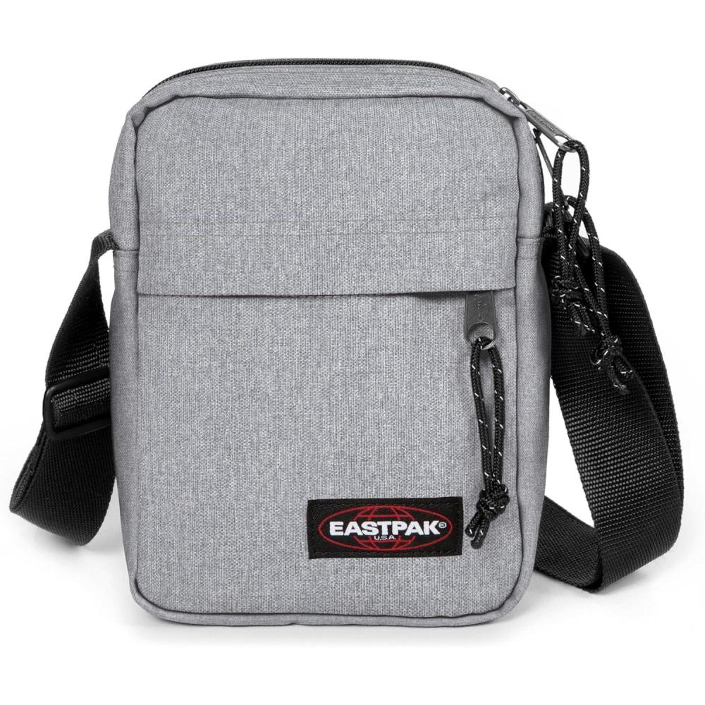 imageEASTPAK The One  Compact Crossbody Bag with Multiple Zipped Pockets Adjustable Strap Everyday UtilitySunday Grey