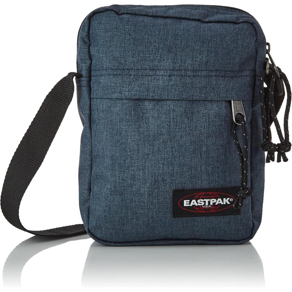 imageEASTPAK The One  Compact Crossbody Bag with Multiple Zipped Pockets Adjustable Strap Everyday UtilityTriple Denim