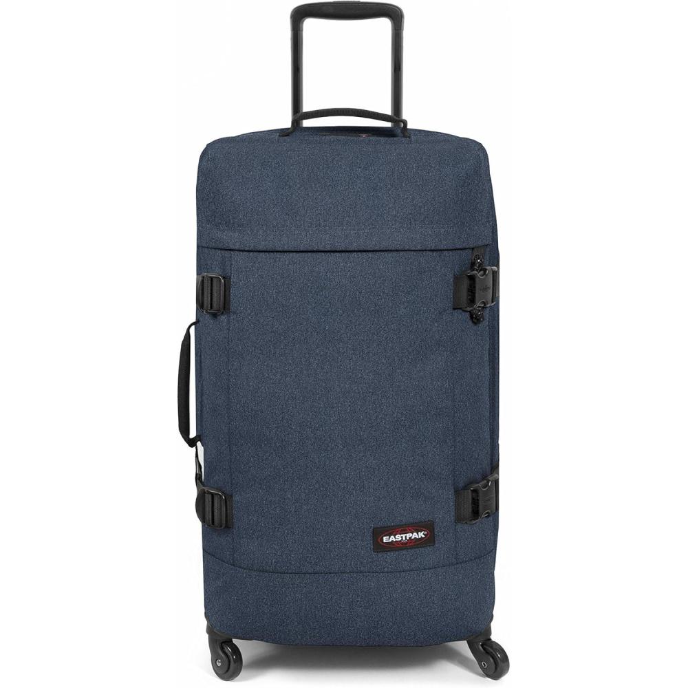 imageEASTPAK Trans4 M  68L Large Wheeled Luggage with Dual Compartments TSA Lock 360 Spinner Wheels and DiamondEmbossed Handle BlackDouble Denim