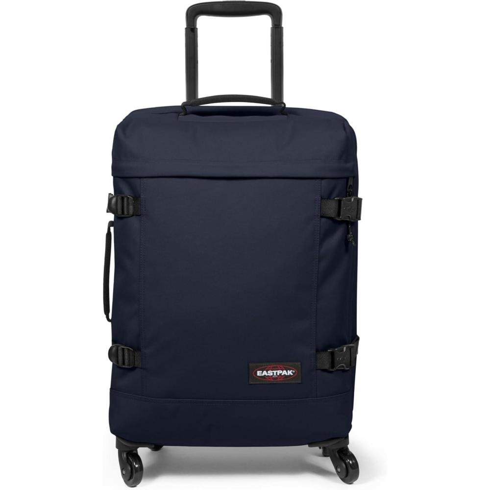 imageEASTPAK Trans4 S  44L Large Wheeled Luggage with Dual Compartments TSA Lock 360 Spinner Wheels and DiamondEmbossed Handle BlackAviator Blue
