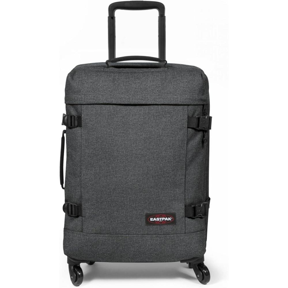 imageEASTPAK Trans4 S  44L Large Wheeled Luggage with Dual Compartments TSA Lock 360 Spinner Wheels and DiamondEmbossed Handle BlackChecker Dark GreyBlack