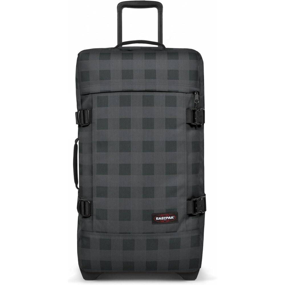 imageEastpak Tranverz M  78L Large Wheeled Luggage with Dual Compartments TSA Lock Compression Straps ampamp SmoothWheeling System BlackCheckered Dark Grey