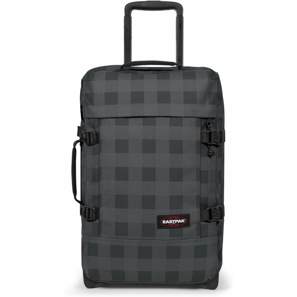 imageEastpak Tranverz S  42L Large Wheeled Luggage with Dual Compartments TSA Lock Compression Straps ampamp SmoothWheeling System Sunday GreyChecker Dark Grey