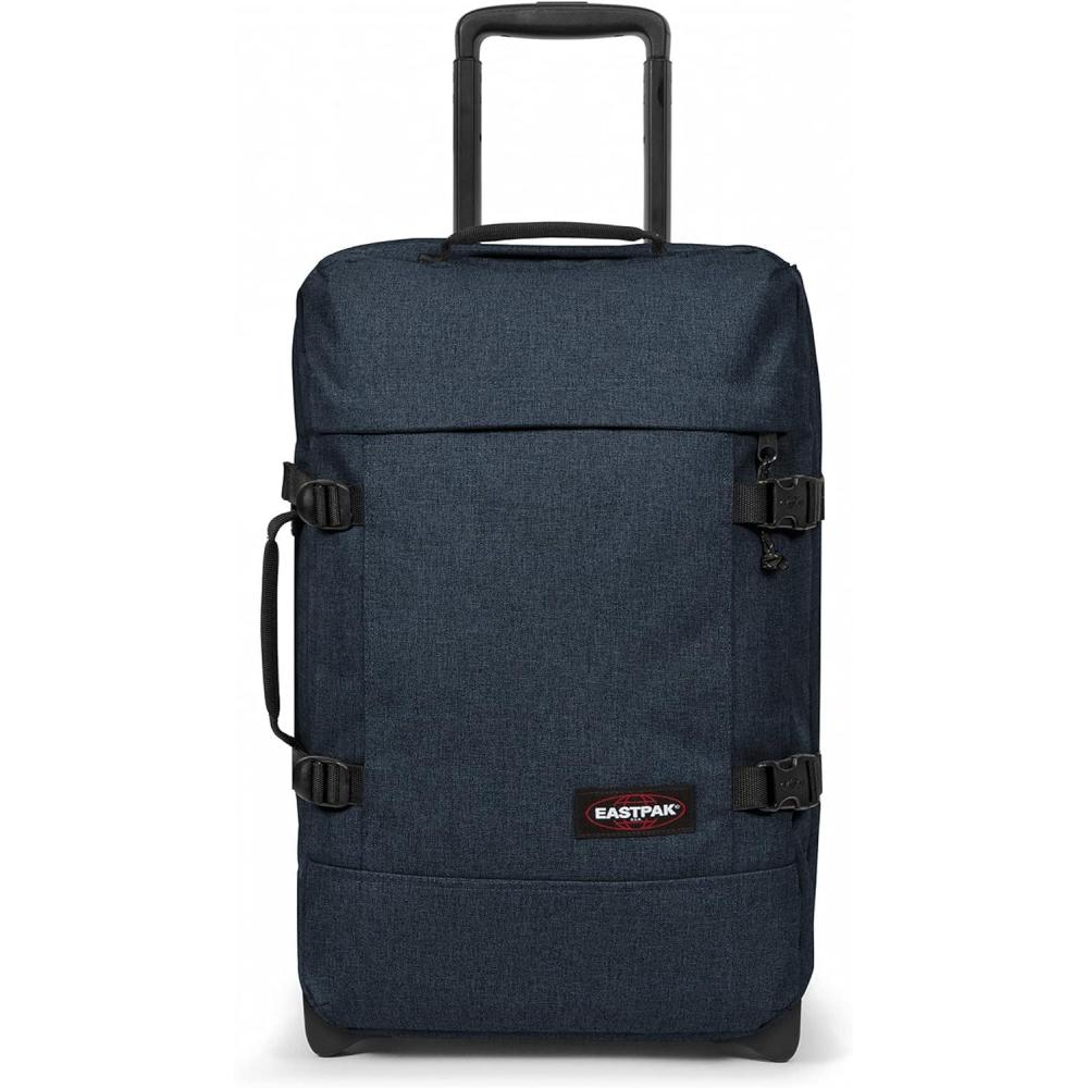 imageEastpak Tranverz S  42L Large Wheeled Luggage with Dual Compartments TSA Lock Compression Straps ampamp SmoothWheeling System Sunday GreyTriple Denim