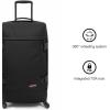 EASTPAK Trans4 M – 68L Large Wheeled Luggage with Dual Compartments, TSA Lock, 360° Spinner Wheels, and Diamond-Embossed Handle, Black(Tarp Black2)