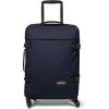 EASTPAK Trans4 S – 44L Large Wheeled Luggage with Dual Compartments, TSA Lock, 360° Spinner Wheels, and Diamond-Embossed Handle, Black(Aviator Blue)